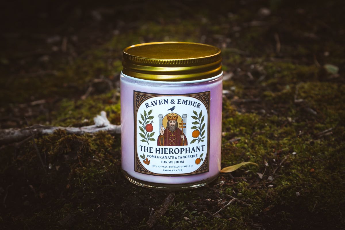The Hierophant Tarot Candle | Pomegranate Tangerine 8oz