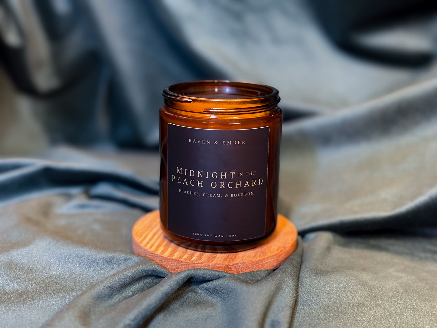 Midnight in the Peach Orchard | Peaches, Cream & Bourbon | Southern Gothic Soy Candle 8oz