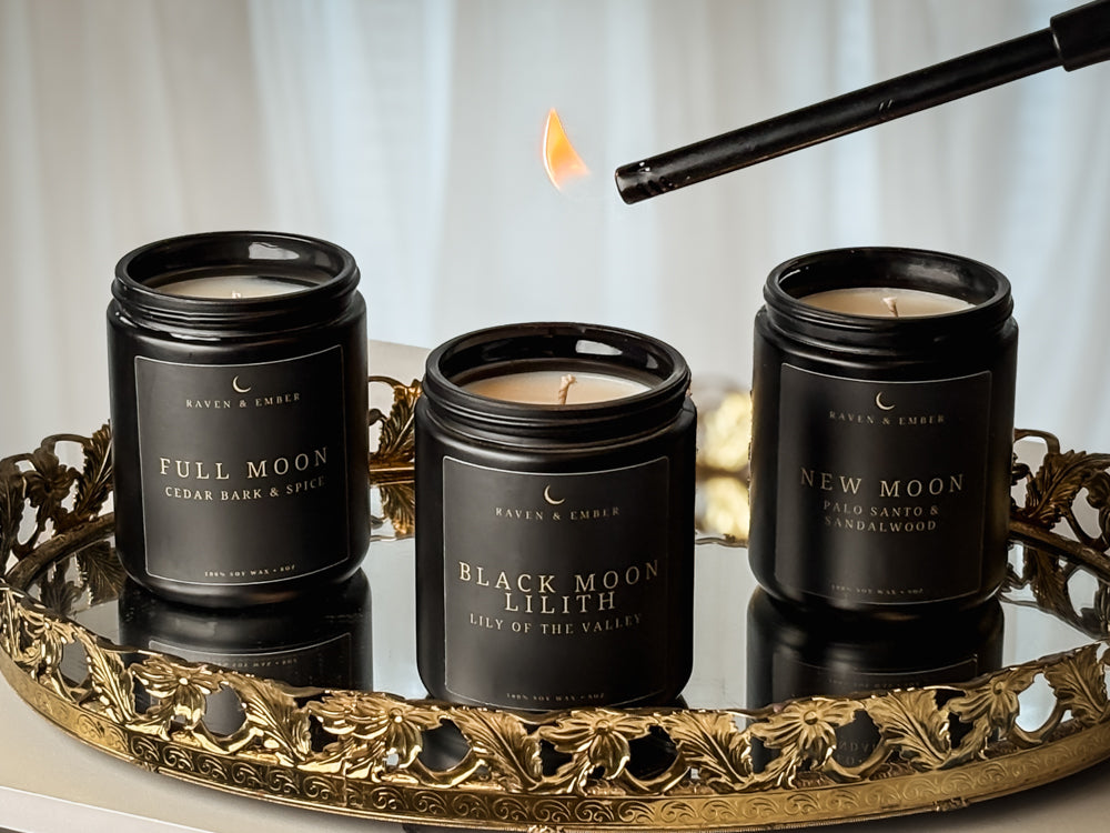 Full Moon Candle | Full Moon Ritual Celebration | Cedar Bark & Spice 8oz