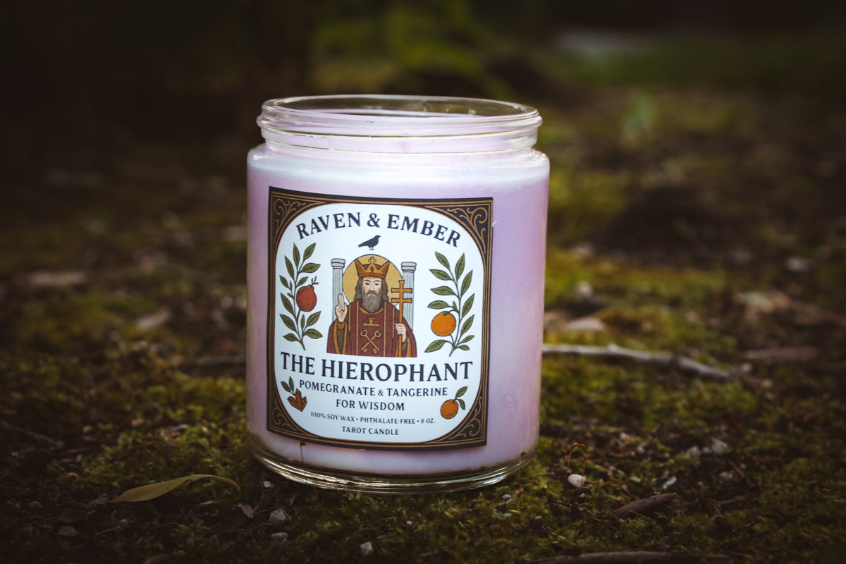 The Hierophant Tarot Candle | Pomegranate Tangerine 8oz