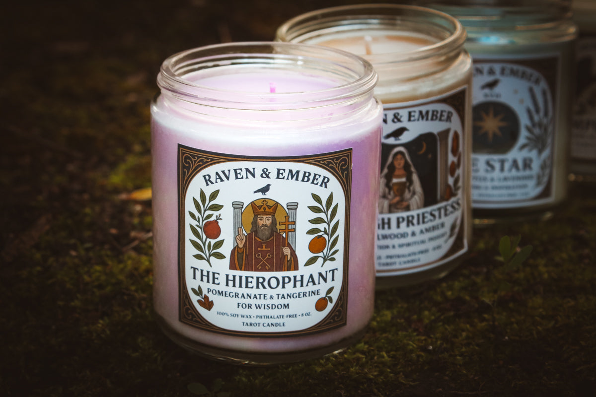 The Hierophant Tarot Candle | Pomegranate Tangerine 8oz