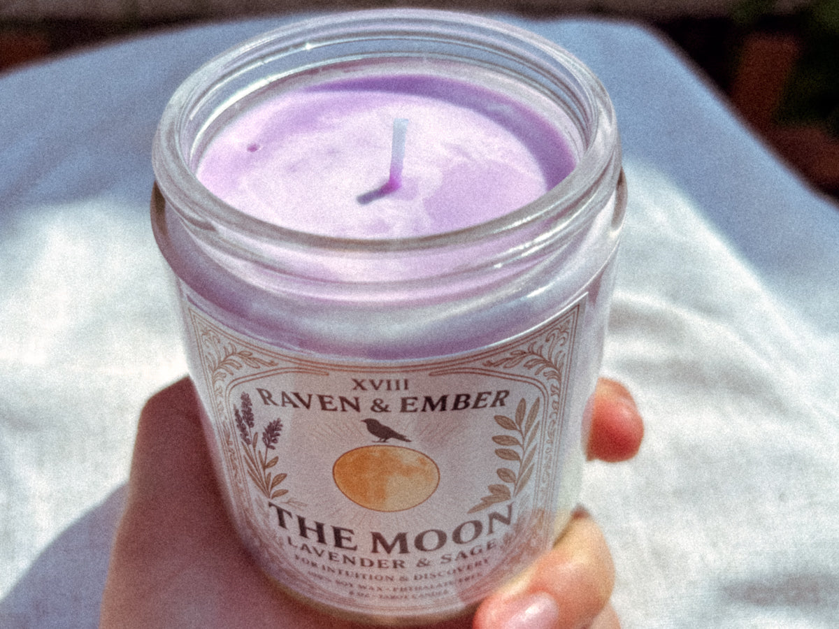 The Moon Tarot Candle | Lavender Sage 8oz