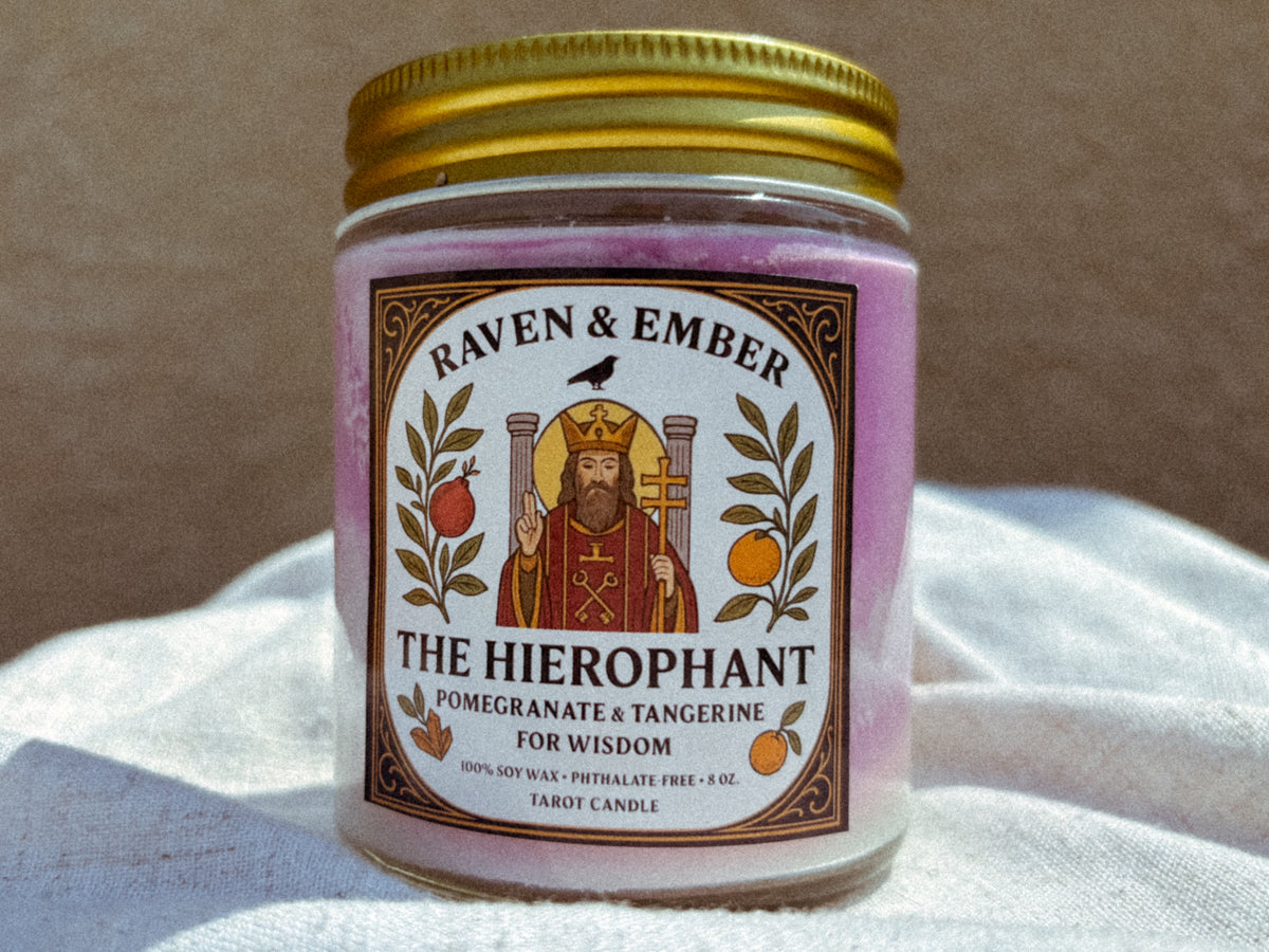 The Hierophant Tarot Candle | Pomegranate Tangerine 8oz
