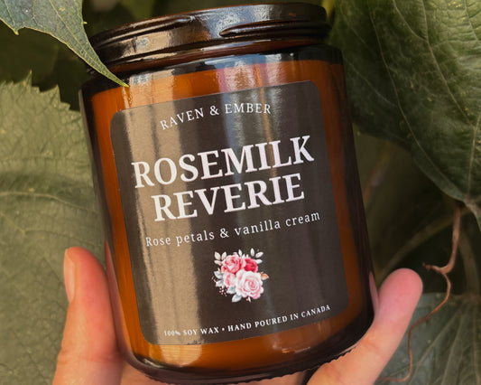 Rosemilk Reverie | Rose Petals & Vanilla Cream | Romantic Nostalgia Soy Candle 8oz