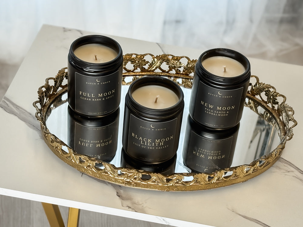 Full Moon Candle | Full Moon Ritual Celebration | Cedar Bark & Spice 8oz