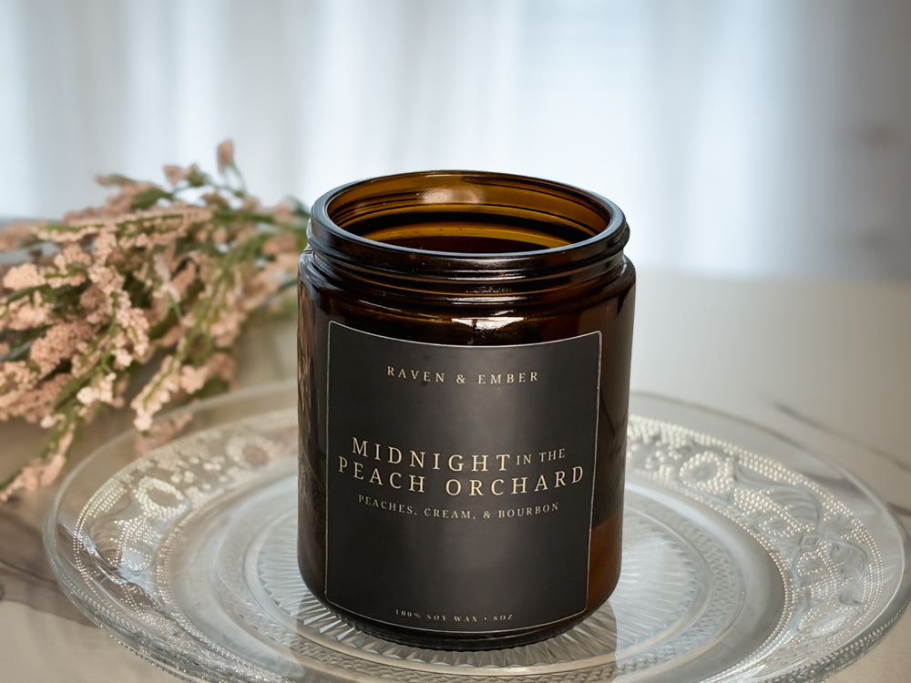 Midnight in the Peach Orchard | Peaches, Cream & Bourbon | Southern Gothic Soy Candle 8oz