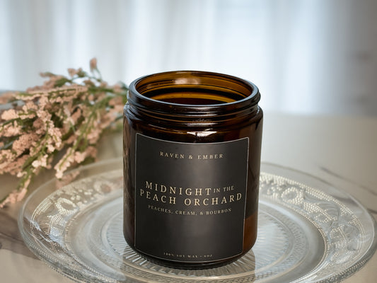 Midnight in the Peach Orchard | Peaches, Cream & Bourbon | Southern Gothic Soy Candle 8oz
