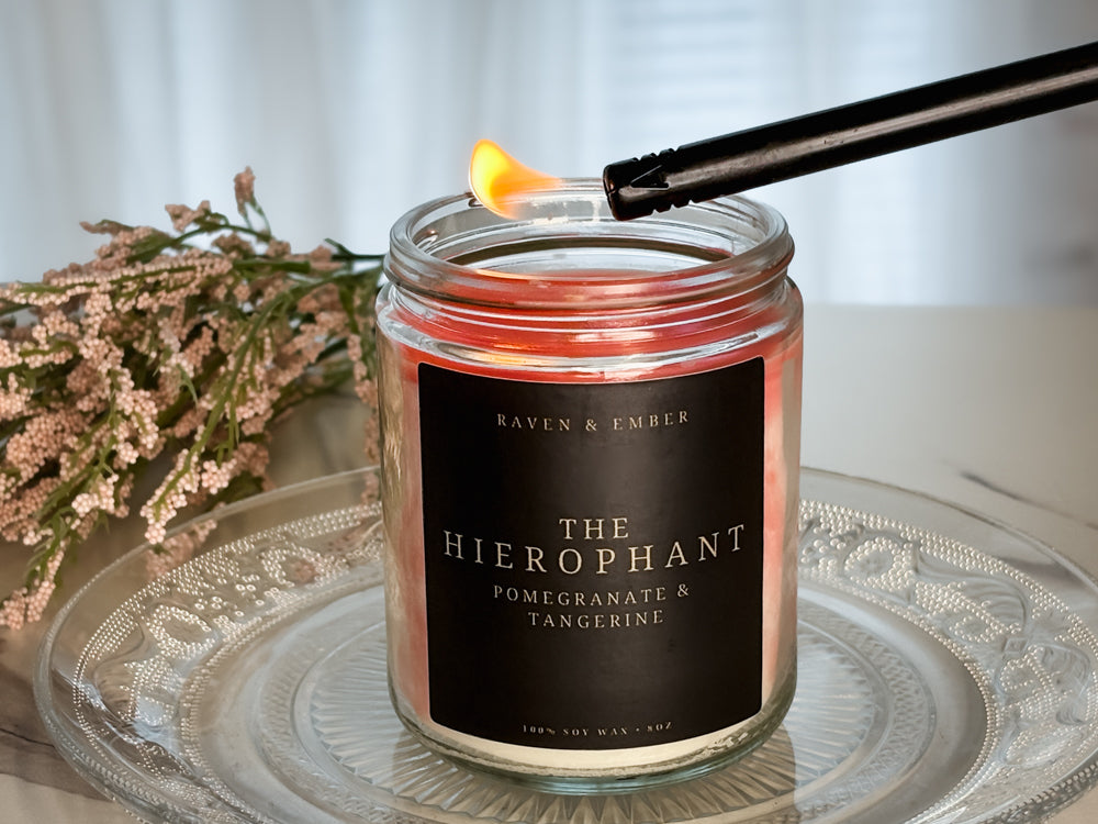 The Hierophant Tarot Candle | Pomegranate Tangerine 8oz