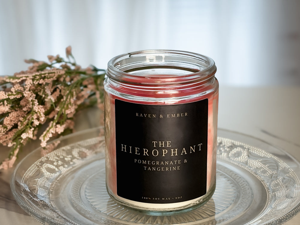 The Hierophant Tarot Candle | Pomegranate Tangerine 8oz