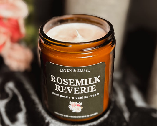 Rosemilk Reverie | Rose Petals & Vanilla Cream | Romantic Nostalgia Soy Candle 8oz