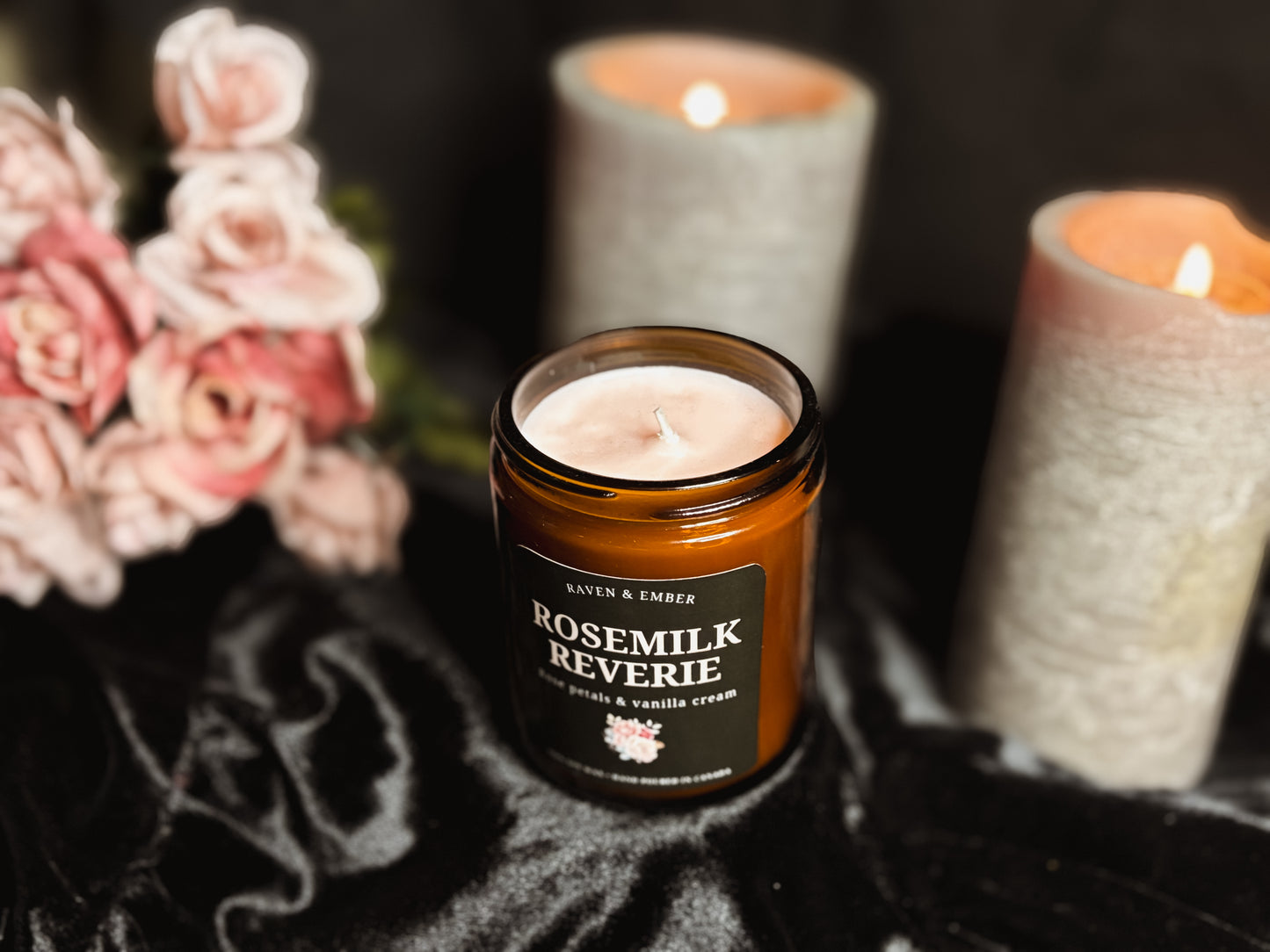 Rosemilk Reverie | Rose Petals & Vanilla Cream | Romantic Nostalgia Soy Candle 8oz