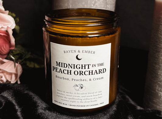Midnight in the Peach Orchard | Peaches, Cream & Bourbon | Southern Gothic Soy Candle 8oz