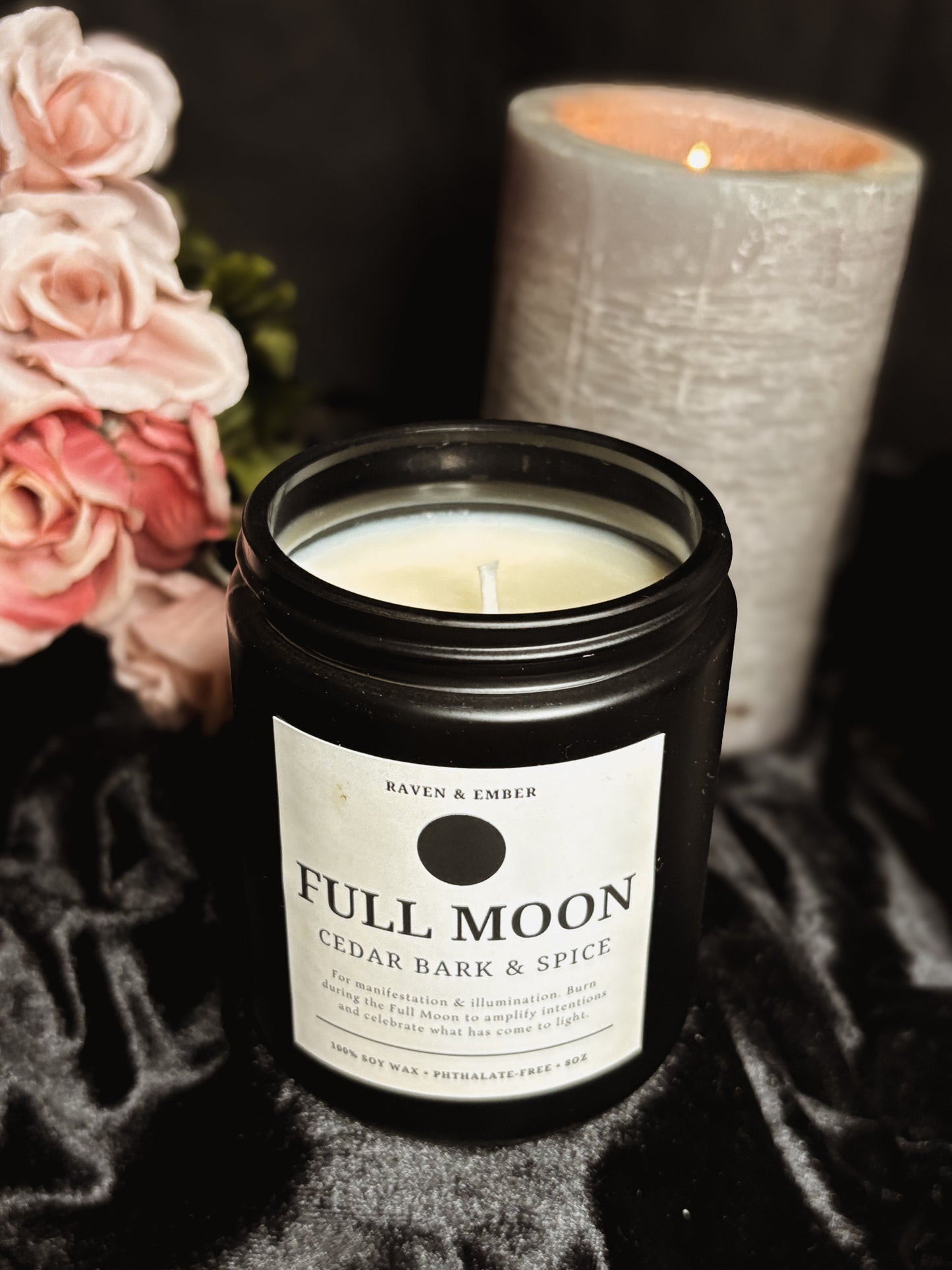 Full Moon Candle | Full Moon Ritual Celebration | Cedar Bark & Spice 8oz