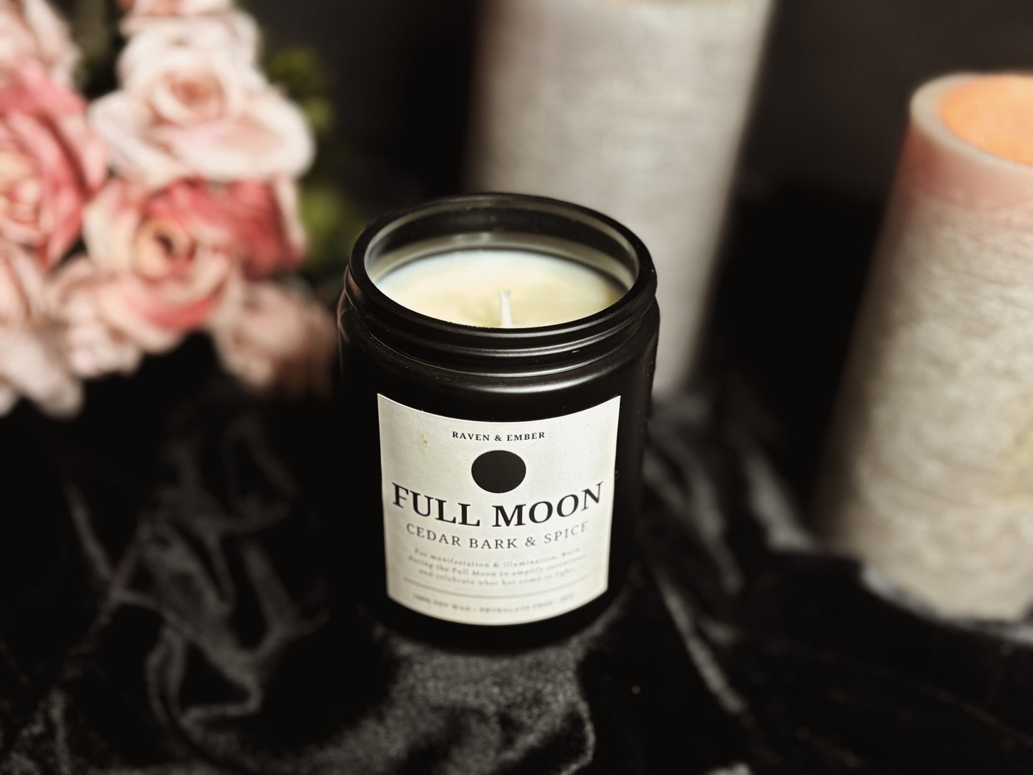 Full Moon Candle | Full Moon Ritual Celebration | Cedar Bark & Spice 8oz