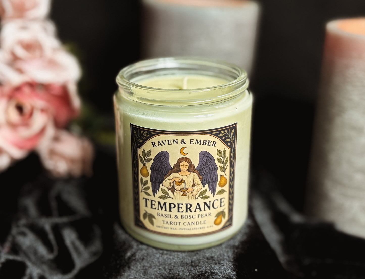 Temperance Tarot Candle | Basil & Bosc Pear 8oz